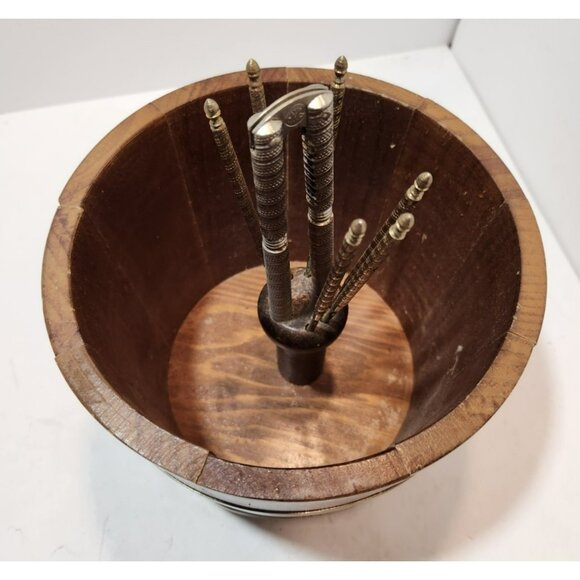 Vintage Basketville Putney Vermont Walnut Barrel and Nutcracker Pick Set - Picture 2 of 13